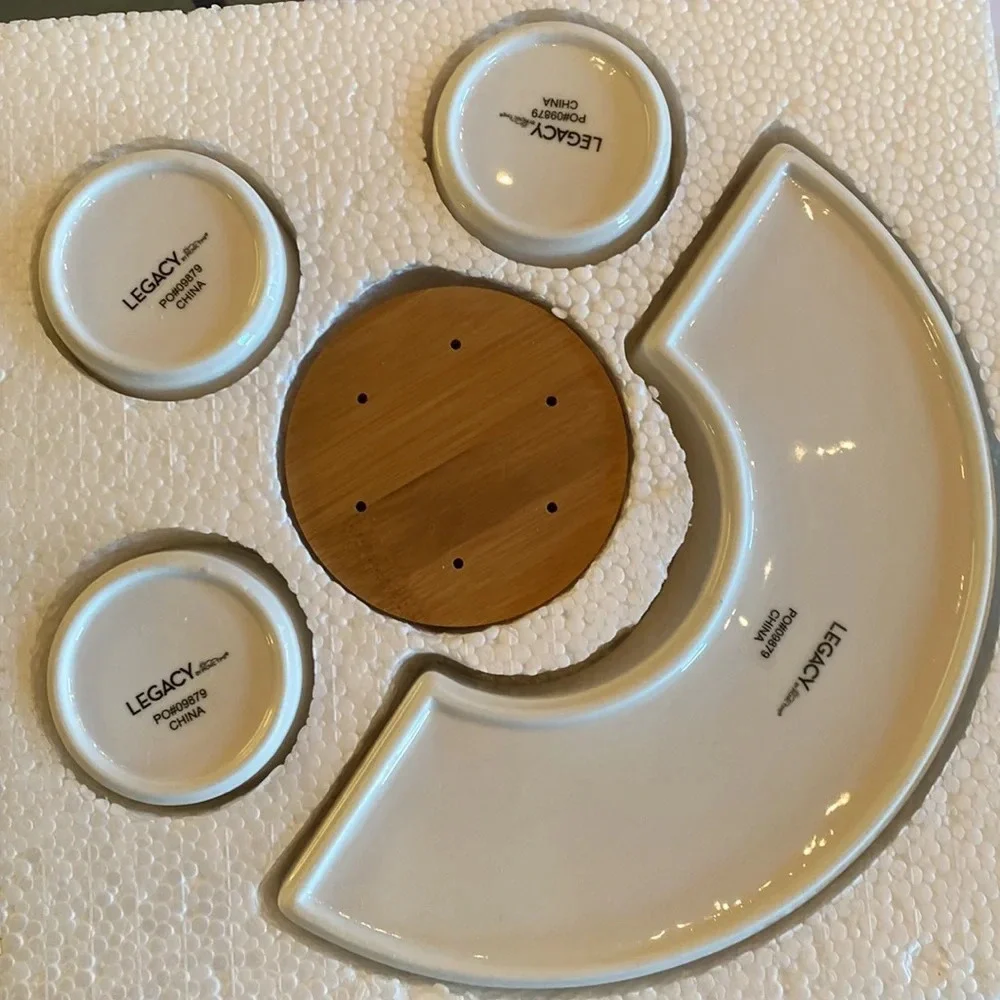 NWT Wood and China Symphony appetizer serving set 13pc